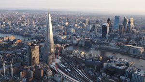 Aerial panoramic shot of the City of London.