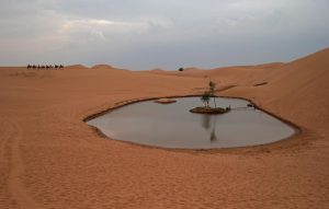 <p>A small lake in the desert has been turned into a tourist attraction. But groundwater extraction means the lake is shrinking. </p>