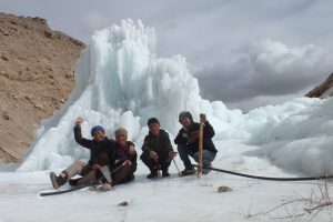 <p>An ice stupa under construction; up to five stupas will be built this winter but villagers hope eventually to have 80&nbsp;(Image: Ice Stupa Artificial Glacier Project)</p>