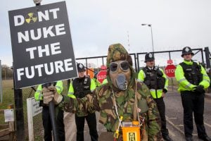 <p>In spring, 2012, around 1,000 people blockaded the Hinkley site, where EDF plans to build a new nuclear plant. (Copyright:&nbsp;Adrian Arbib)</p>