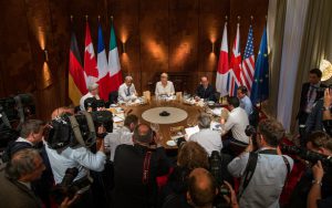 leaders of the G7 surrounding a table