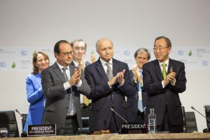 Applause after the Paris climate agreement was reached. Pic UNFCCC