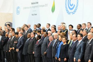 <p>Heads of government at the start of the climate talks on Nov 30. The legal nature of the treaty is likely to be one of the dominant themes this week as environment ministers try and make progress on a draft text. Pic </p>