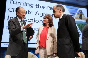 Jim Yong Kim (left), the World Bank's President, pictured at at an event in Washington DC on April 14