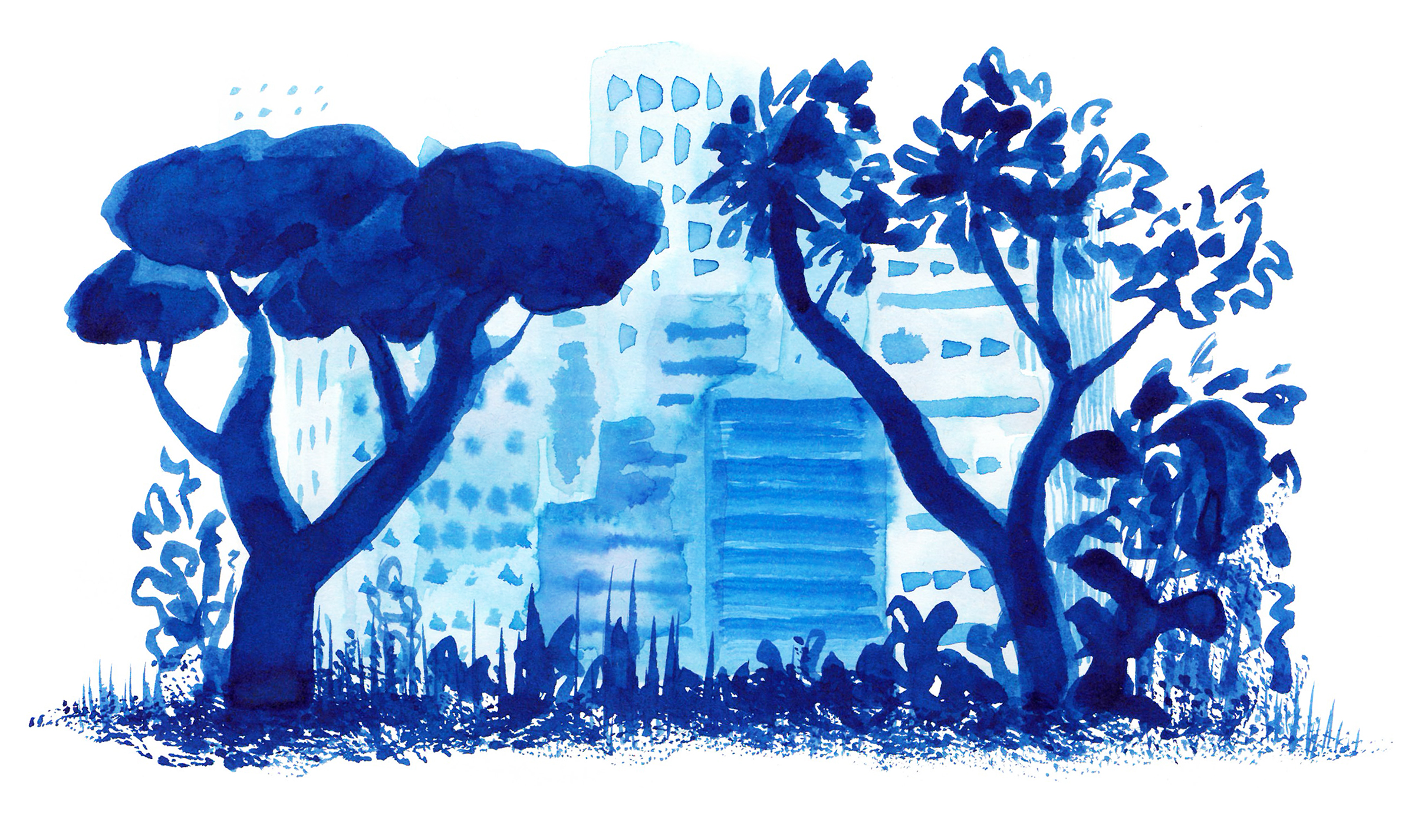 blue city, illustration by Anna Schlimm