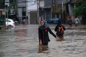 <p>Heavy flooding in Jakarta in February this year. Infastructure projects have been implicated in making these events worse. (Image: Alamy) </p>