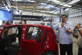 Venezuela's President Nicolas Maduro visits the Chery plant in Aragua state in 2019