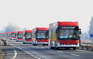 electric buses manufactured by Chinese company BYD heading for Santiago, Chile