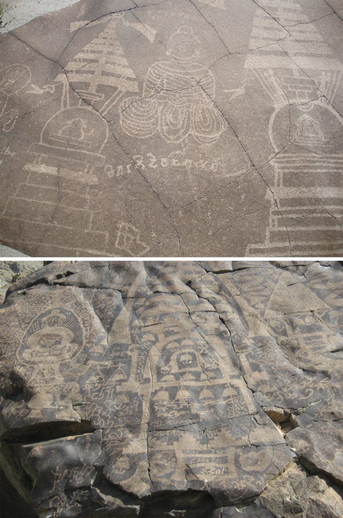Two of the ancient rock carvings that will be submerged [Images by: Mueezuddin Hakal]