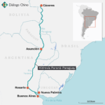 mapa que muestra la hidrovía paraná-paraguay