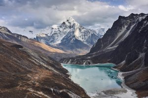 <p>A glacial lake in front of Ama Dablam, a mountain in Nepal [Image by: Zoonar GmbH/Alamy]</p>