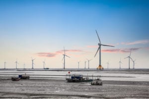 wind turbines in seashore china