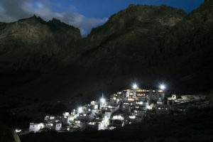 <p>View of the 1,500 year old Lingshed monastery in Ladakh after electrification in 2016 (photo credit: GHE)</p>
