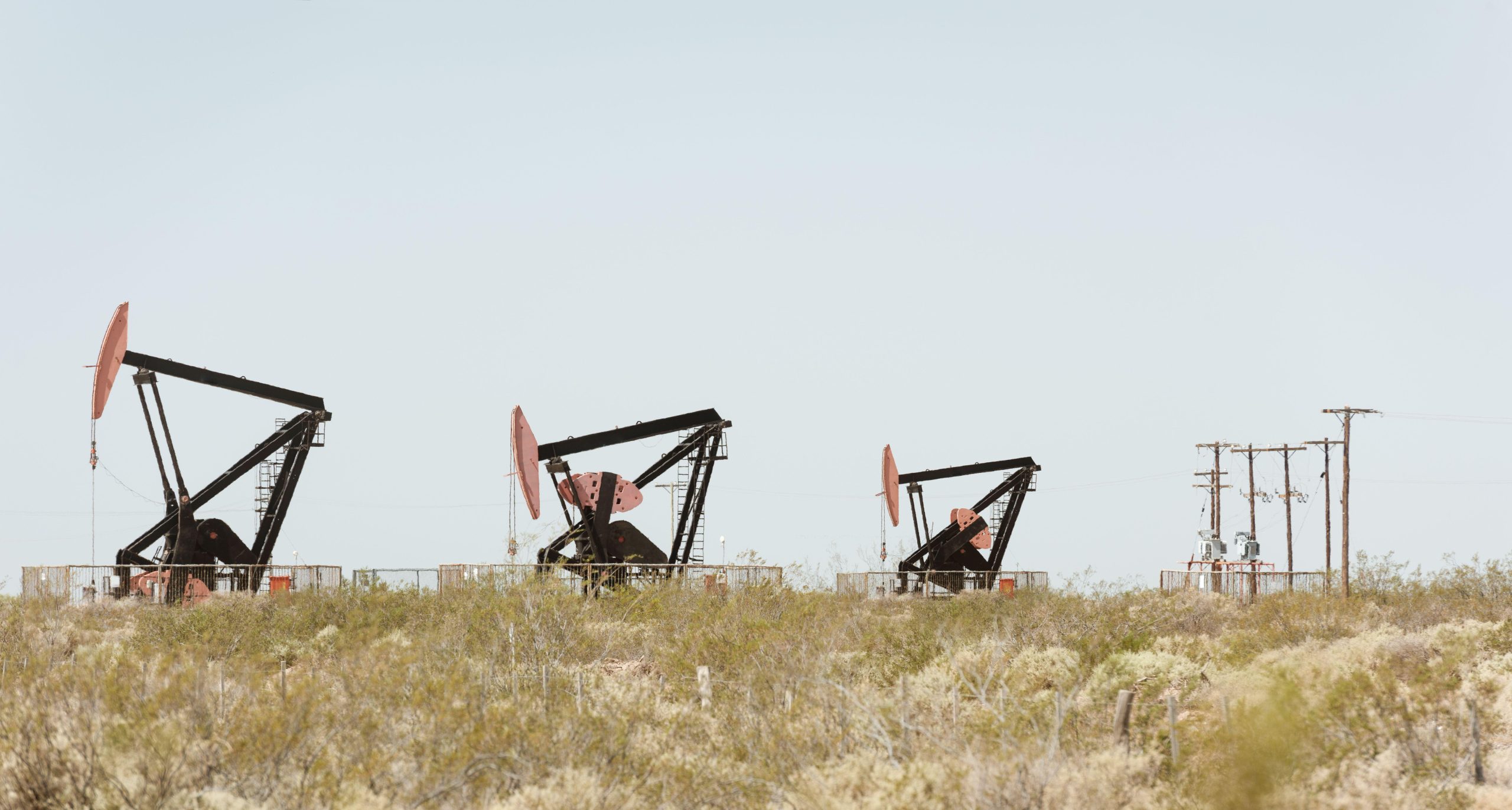 Oil pumpjacks at Vaca Muerta, a formation in Neuquen province, Argentina that holds significant oil and gas reserves