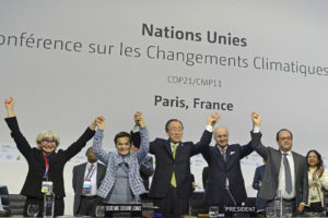 <p> The adoption of the Paris Agreement, 12 December 2015. Image @ UNclimatechange</p>