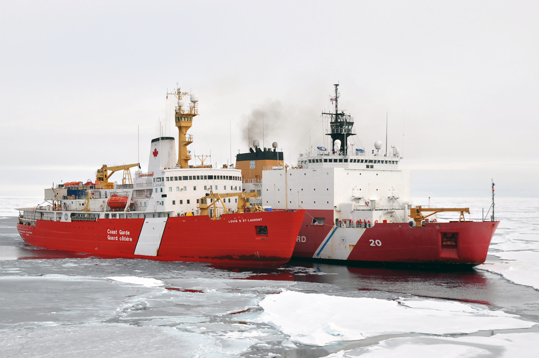<p>Icebreakers in the Arctic continue to use the most harmful marine fuels that cause air pollution and accelerate global warming (Image: <a href="https://commons.wikimedia.org/wiki/File:Icebreakers_CCGS_Louis_S._St-Laurent_and_USCGC_Healy_on_a_joint_exercise_in_the_Arctic_-a.jpg">Wikimedia</a>)</p>
<p>&nbsp;</p>