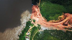 aerial view of bauxite mining indonesia