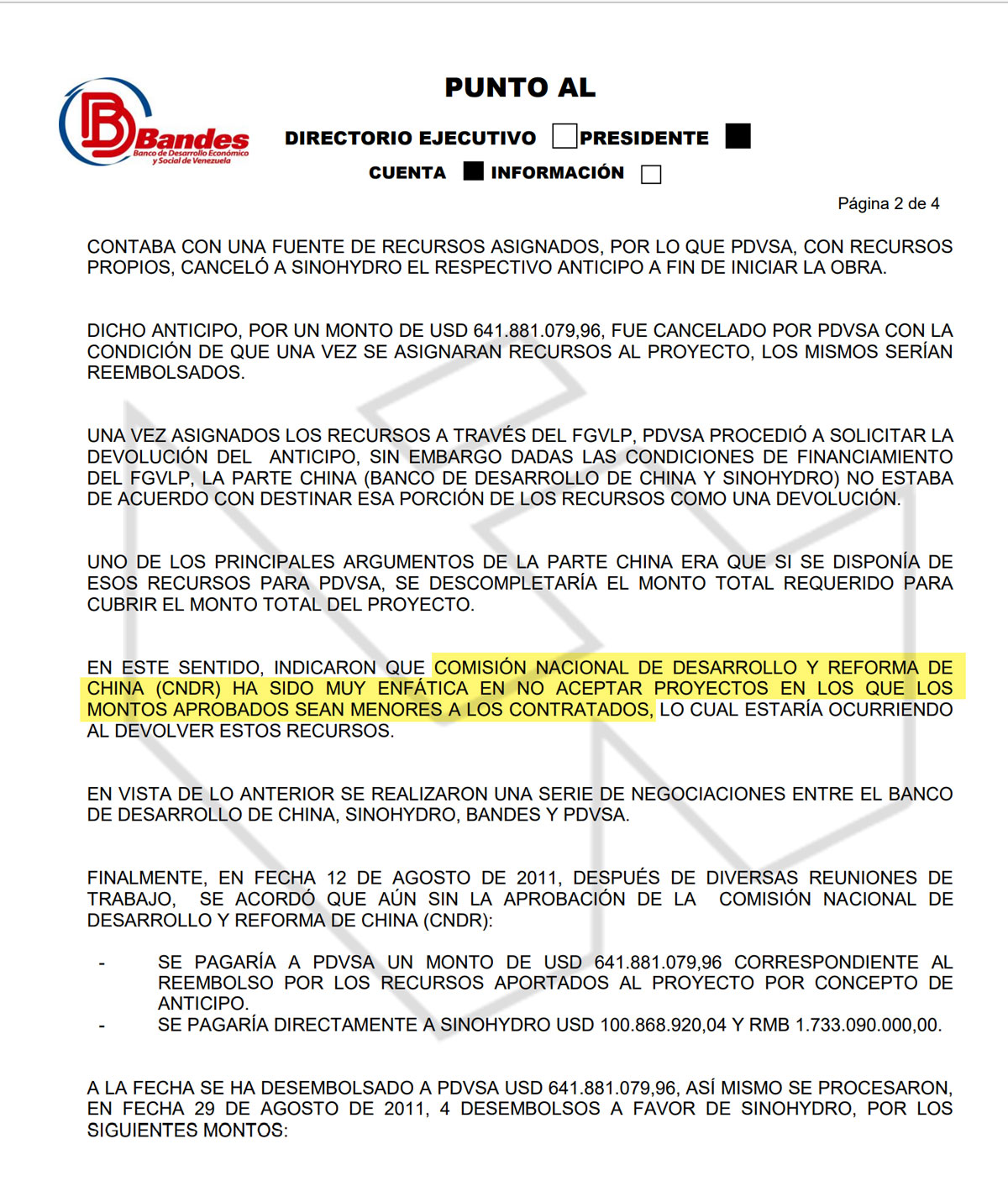 Documentos del Banco de Desarrollo Social y Económico de Venezuela