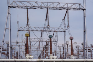 Power lines at Shanghai Fengxian Converter Station