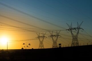 power lines, sunset