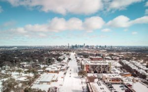 <p>A drone image of South Lamar Boulevard in Austin, Texas, on 15 February 2021 (Image: Pearcey Proper / Alamy)</p>
