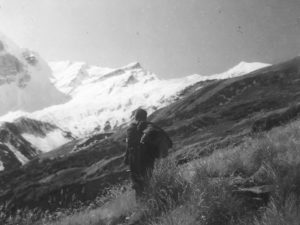 <p>The peak of Ronti glacier (19,898 ft), seen from base camp, 1967 (Image: Sudipta Sengupta)</p>