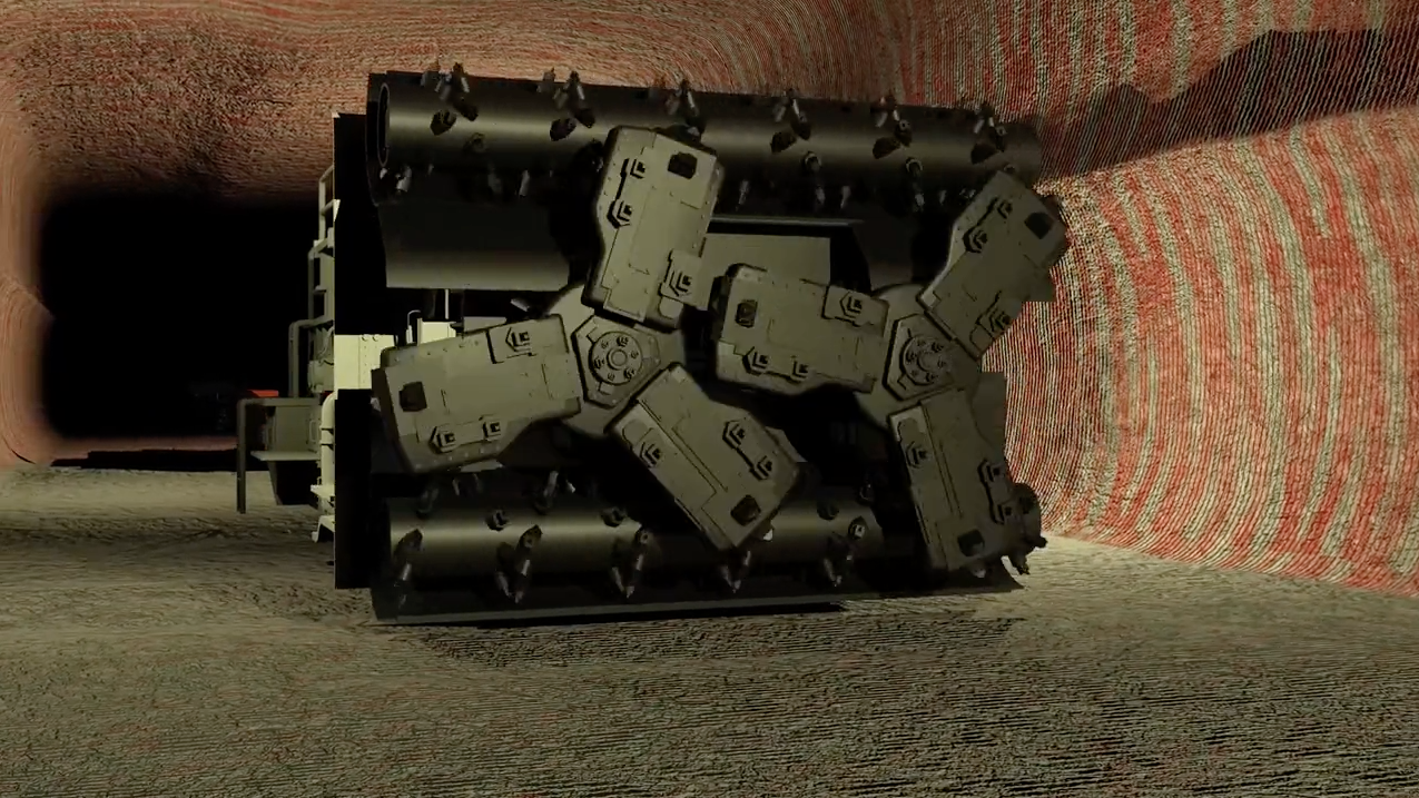 Simulación en 3D de los pozos de perforación de la planta de potasio de Brasil y de la excavación de la mina subterránea de silvinita, según el vídeo de presentación del proyecto.