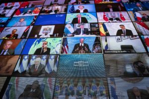 <p> Announcements at the virtual summit shrunk the 2030 emissions gap, but a disconnect remains between words and actions (Image: Al Drago / Alamy)</p>