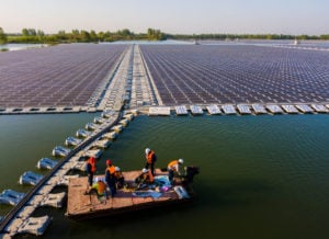 <p>The world’s largest array of floating solar panels in China’s Anhui province (Image: Alamy)</p>