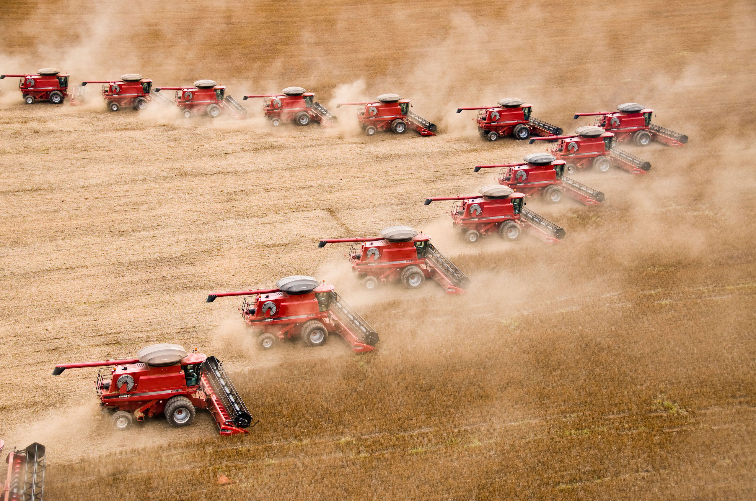 <p>Harvesting soy in Mato Grosso state, Brazil. Subsidies for fertilisers and pesticides can lead to overuse of agrochemicals and, in turn, reduce soil quality and cause fertiliser to spill into neighbouring land and water (Image: Paulo Fridman / Alamy)</p>