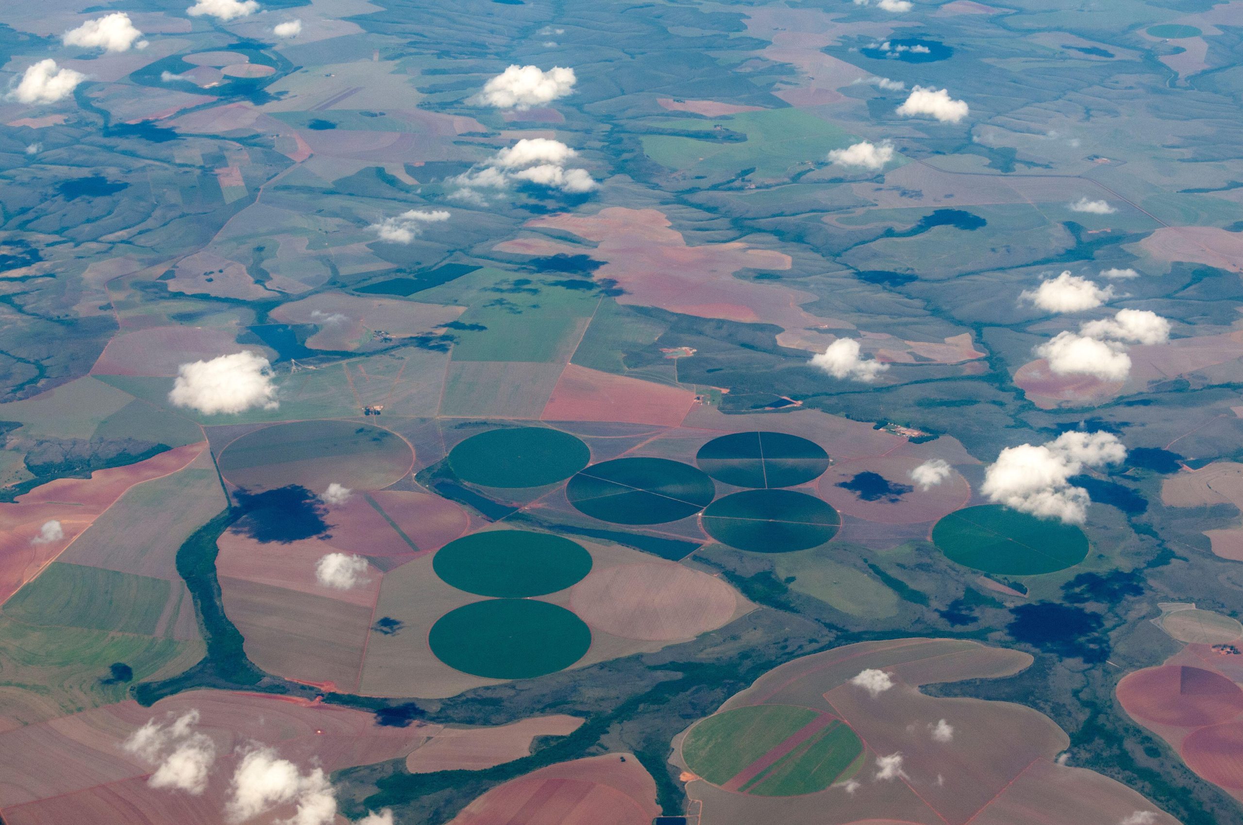vista aérea da área agrícola no Brasil