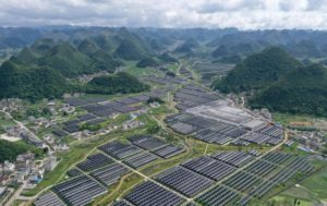 aerial photo of a solar power station in Guizhou province, southern China