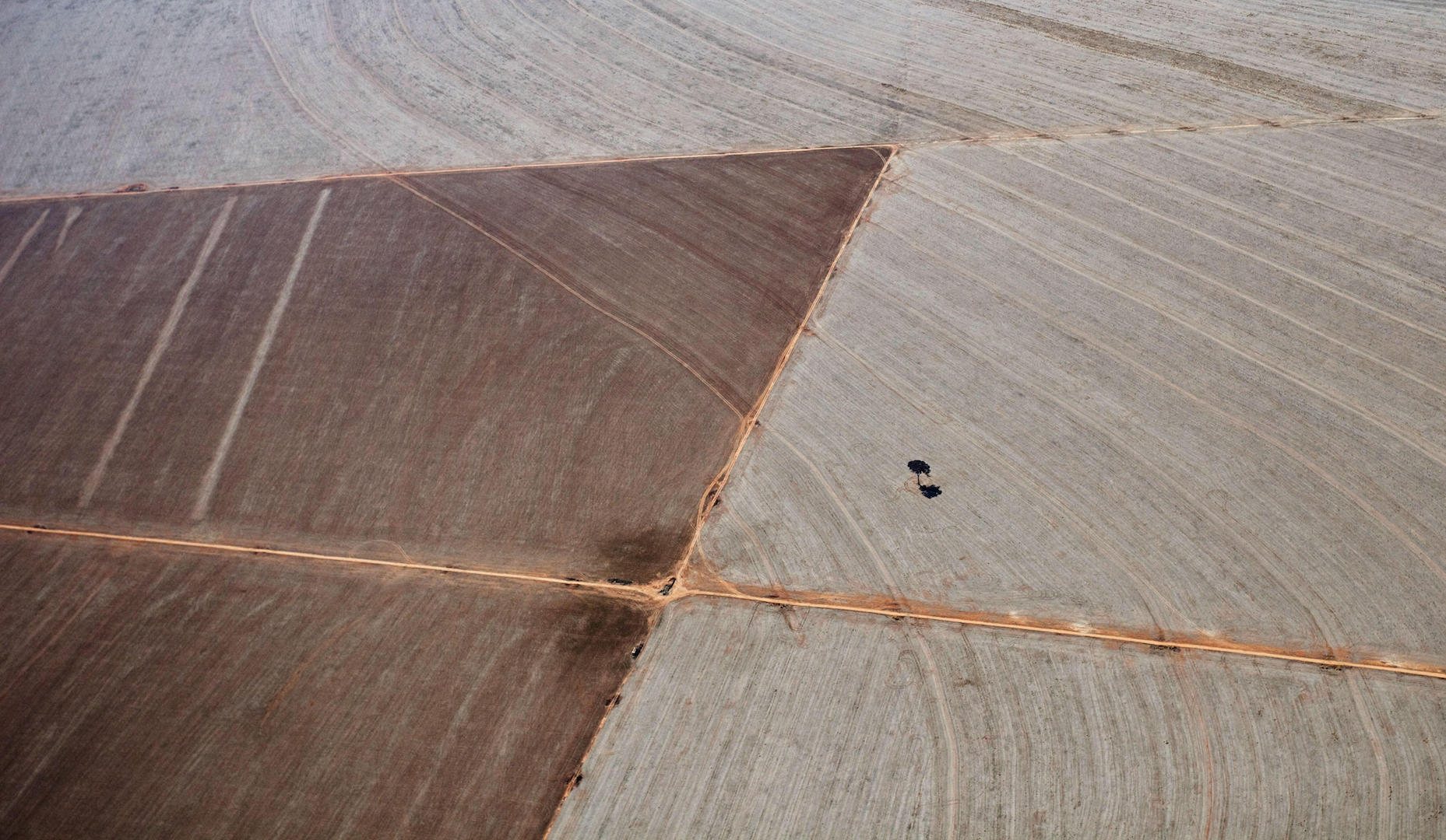 Vista aérea de una plantación de soja en Canarana, estado de Mato Grosso