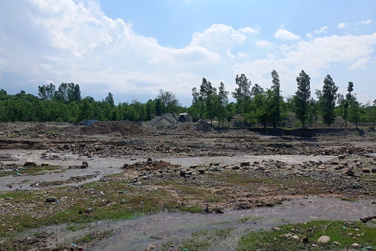 Stone crusher along Bringi stream near village of Nowpora, Jammu and Kashmir, India