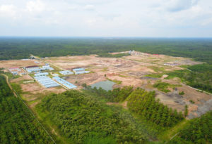 <p>An aerial view of the construction site of the Sumsel-1 mine-mouth coal-fired power plant in Indonesia’s South Sumatra, taken in November last year (Image: China Dialogue)</p>