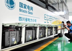 batteries of an electric bus in Chengdu, China
