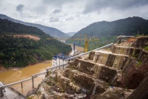 China belt and road: construction site of the Nam Theun 1 hydropower project
