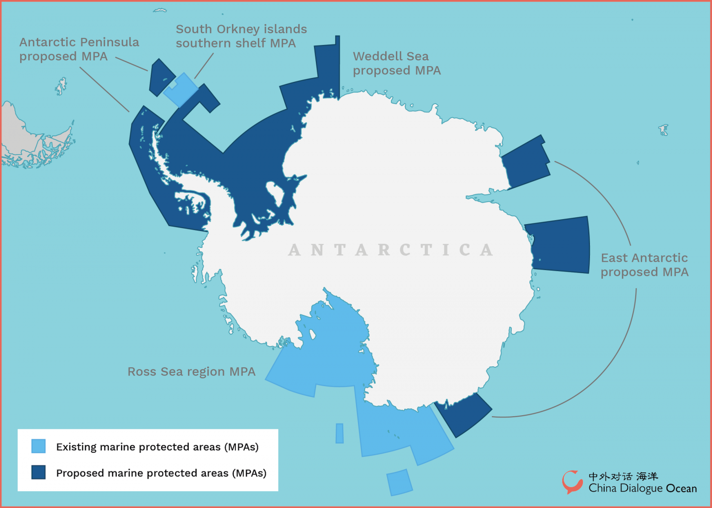 Map showing existing and proposed protected areas in Antarctica