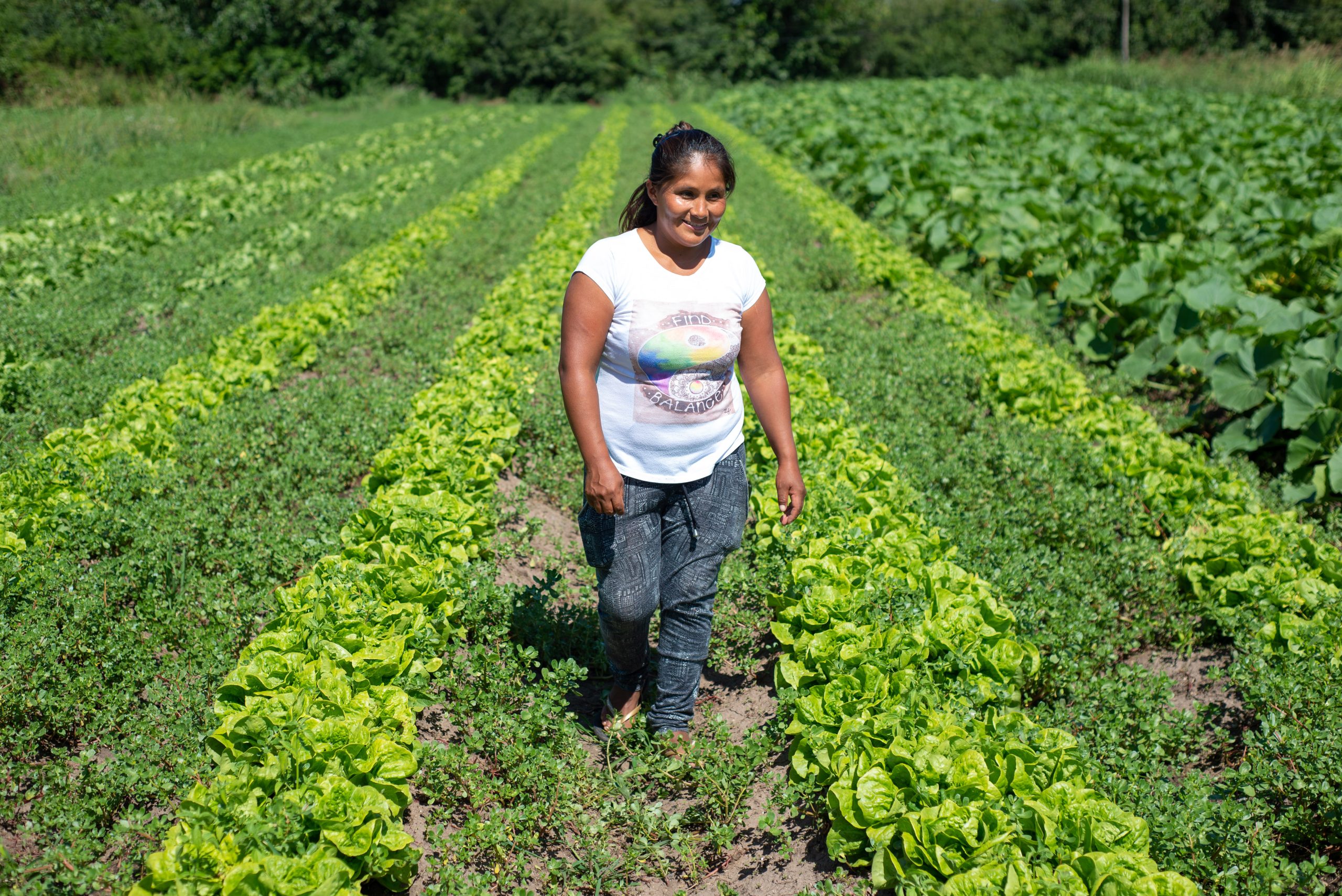 female farmer in a field in La Plata, Argentina