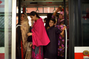 <p>Women and children on the Lahore Metro Bus service (Image: Asian Development Bank / <a href="https://www.flickr.com/photos/asiandevelopmentbank/20372400458/in/photostream/">Flickr</a> / <a href="https://creativecommons.org/licenses/by-nc-nd/2.0/">CC BY-NC-ND 2.0</a>)</p>