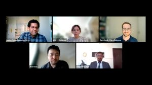 Webinar screen with five speakers