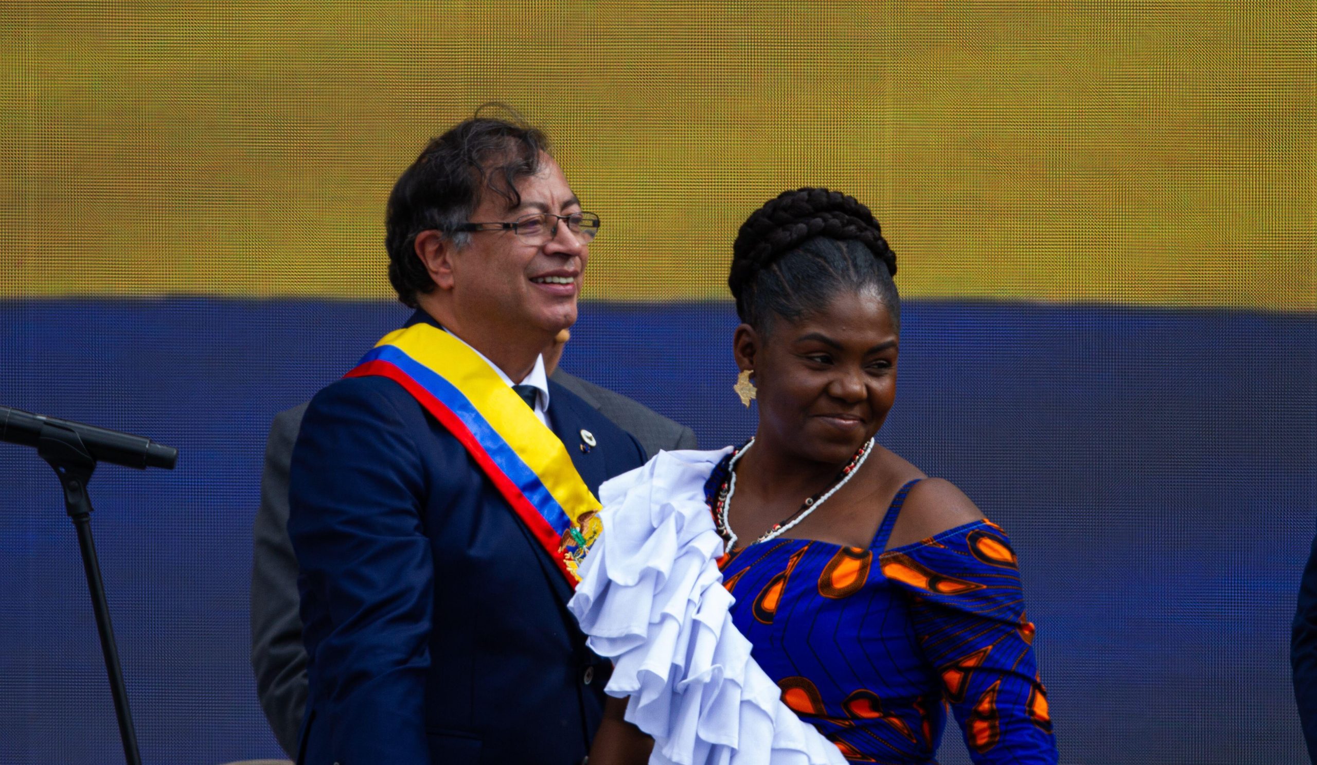 <p>Colombia’s new president Gustavo Petro (left) and vice-president Francia Márquez (right) during their inauguration event in Bogotá, 7 August. The duo made a series of pledges on the environment during their election campaign (Image: Long Visual Press / Alamy)</p>