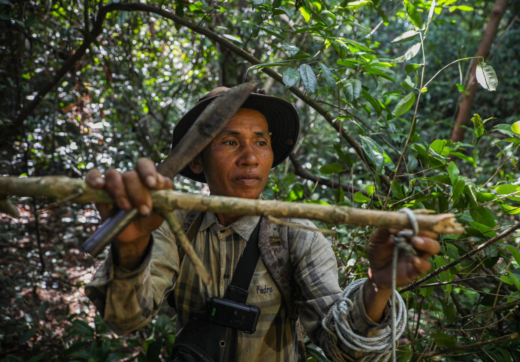 man handling broken sticks