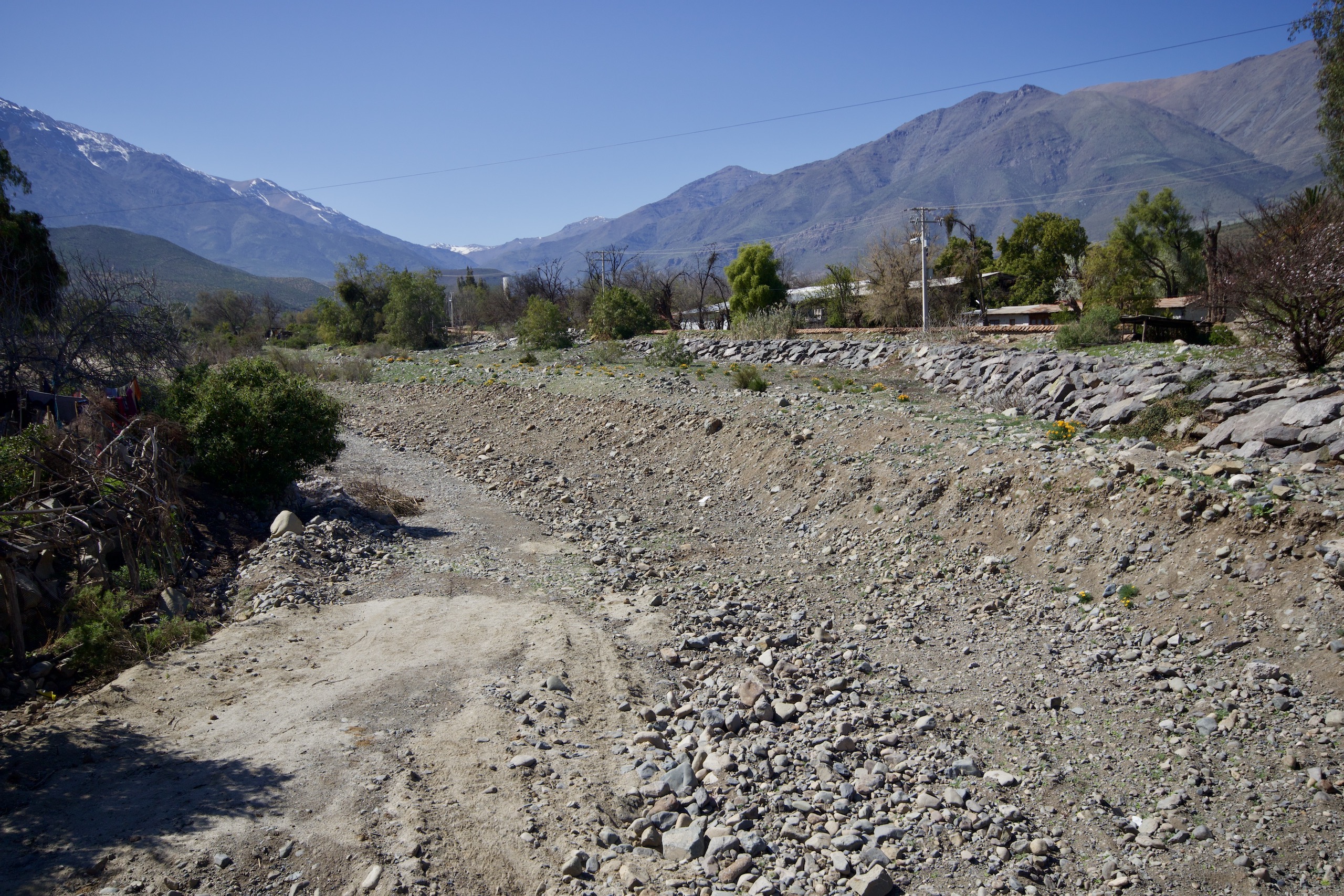  The exposed riverbed of the dried-up Patorca River, Chile