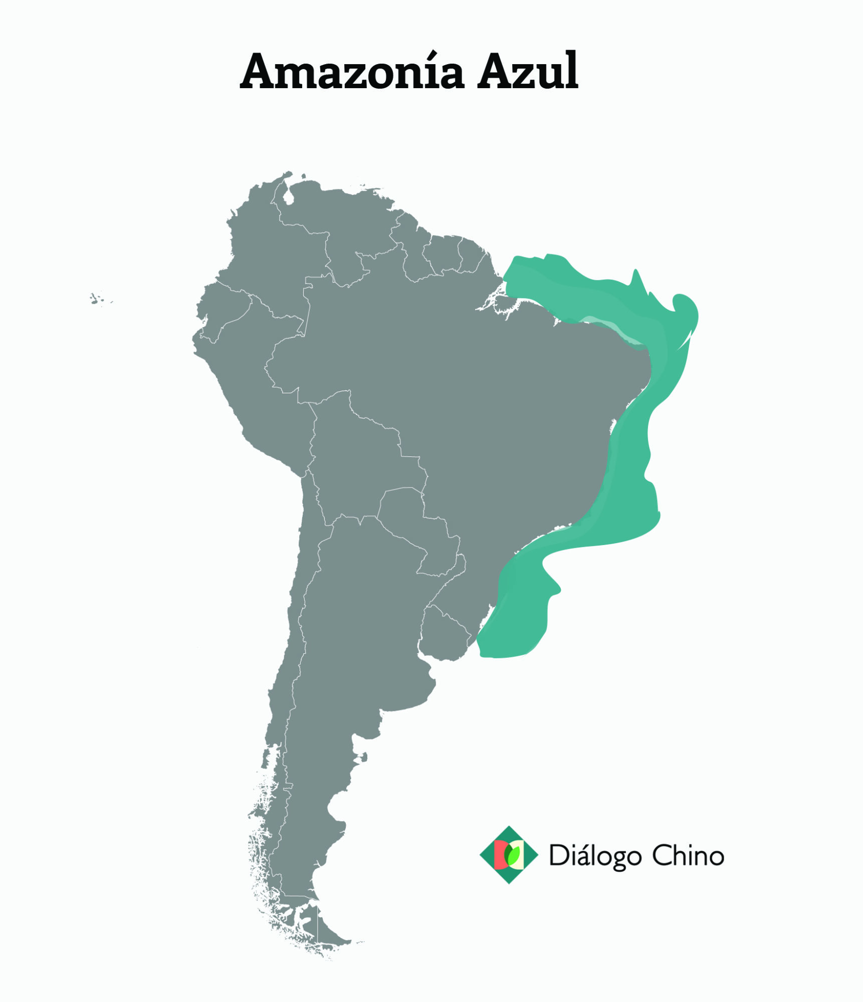 mapa de Sudamérica con la Amazonía azul marcada en azul