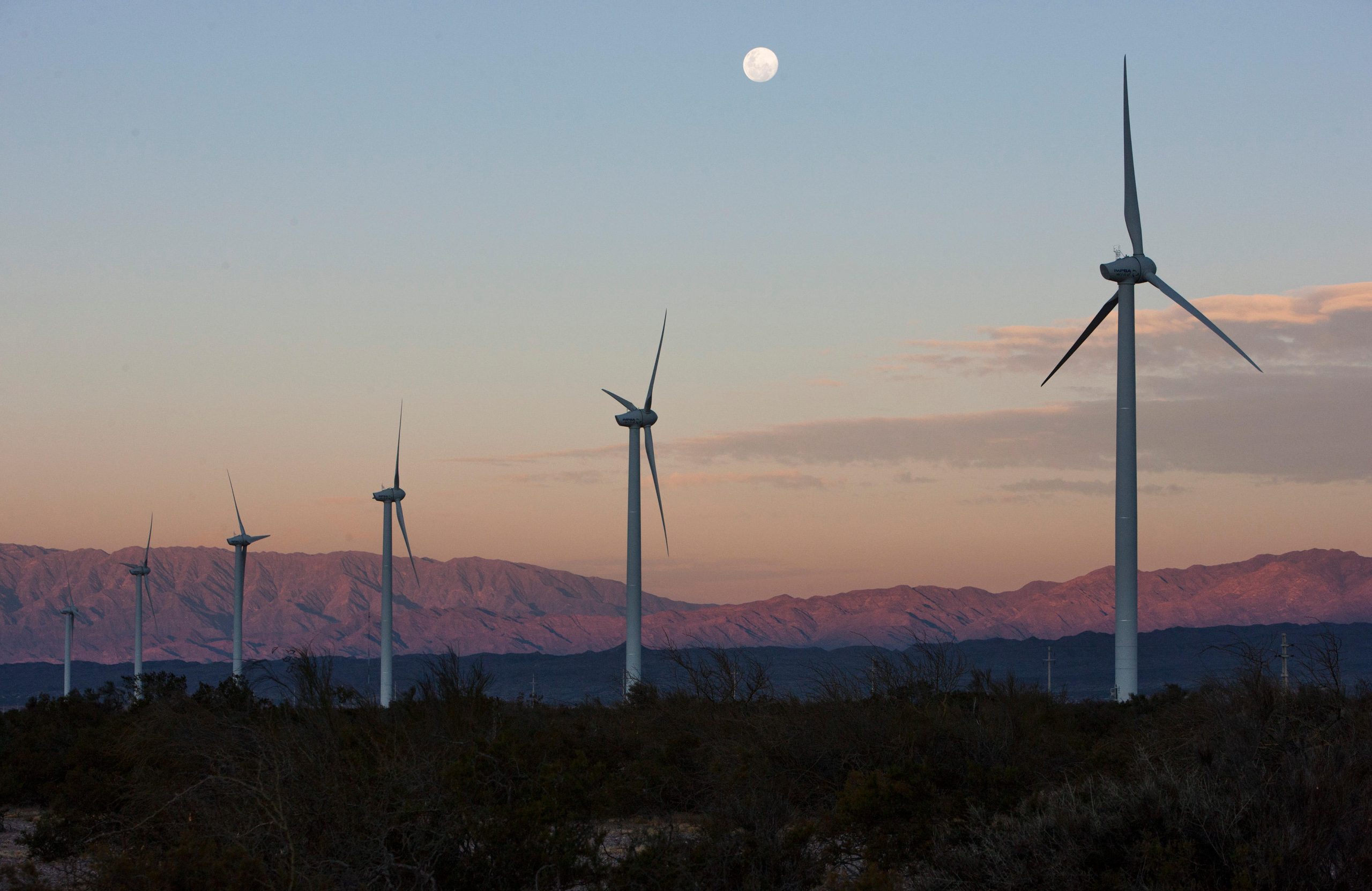 <p>Um parque eólico na província de La Rioja, Argentina. Junto com projetos florestais, a energia eólica tem sido uma das atividades populares para os mercados de carbono (Imagem: Martin Zabala / Xinhua / Alamy)</p>