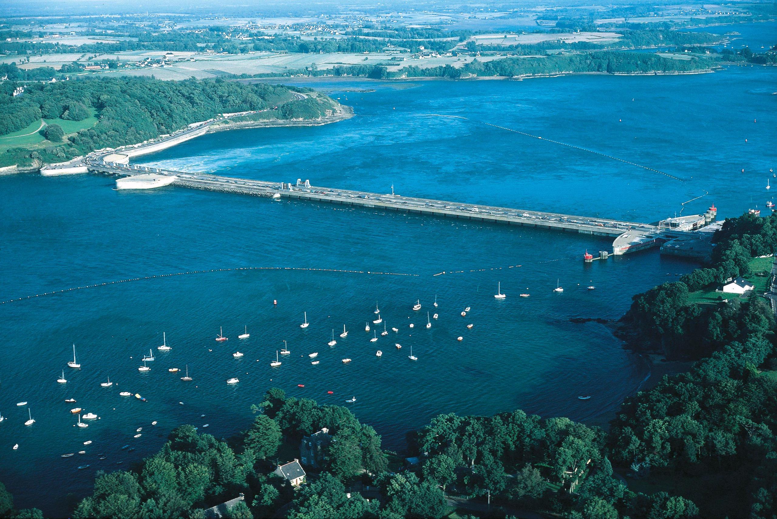 Aerial view of La Rance Tidal Power Station