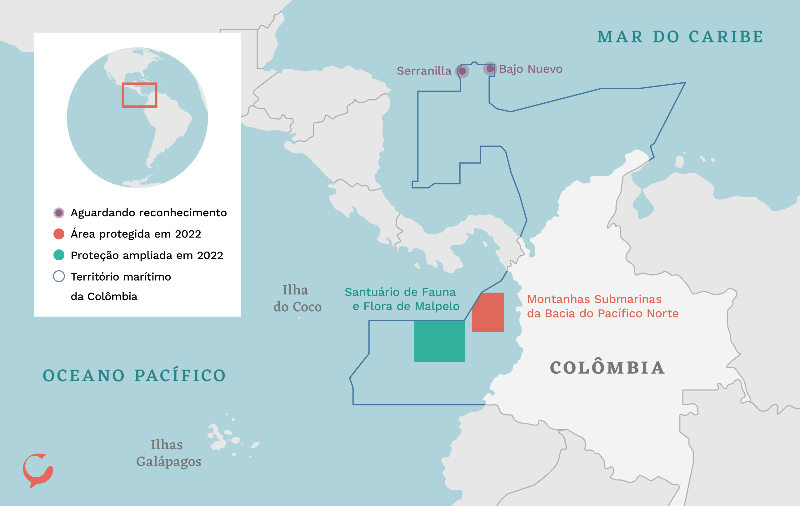 Mapa das reservas marinhas da Colômbia