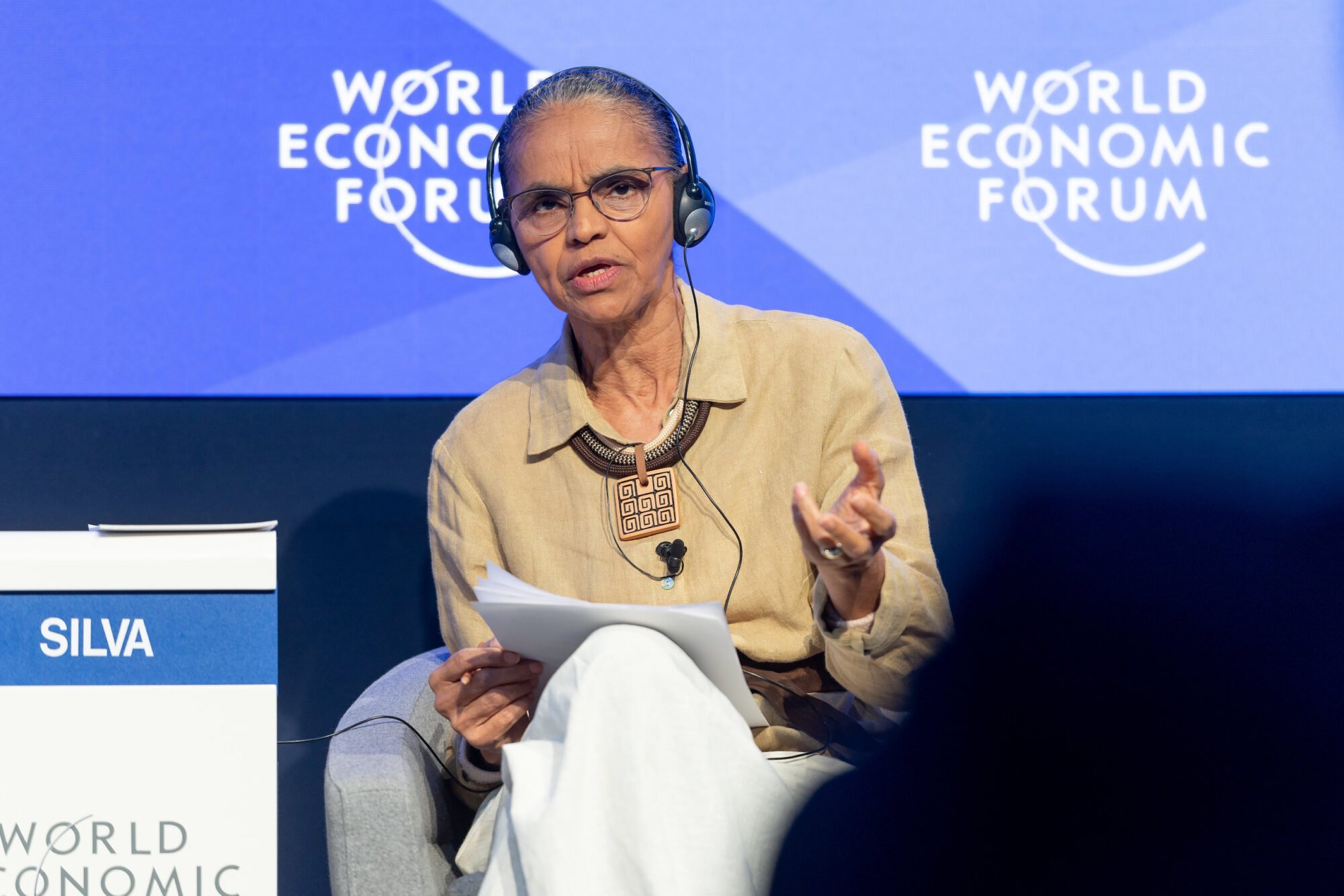 Brazil’s environment minister, Marina Silva, at the World Economic Forum in January 2023 