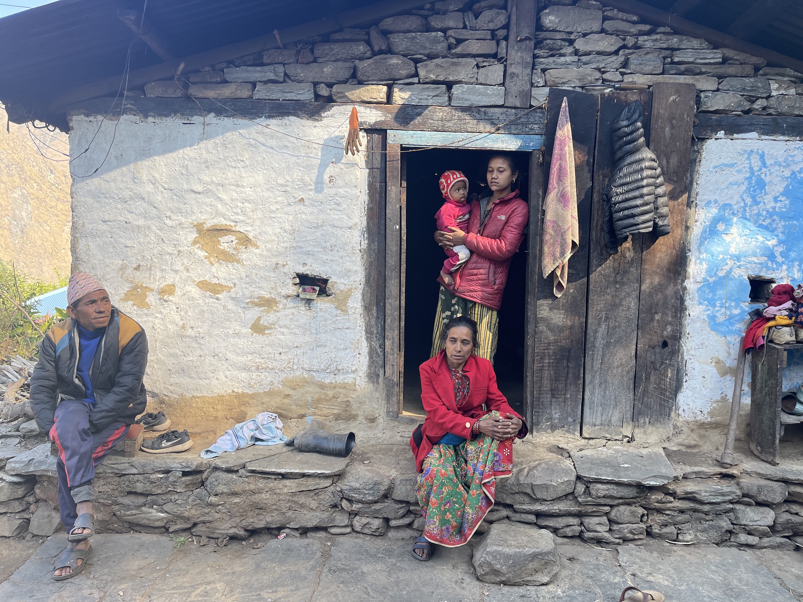 A family in Lukusingh village in Sindhupalchowk district